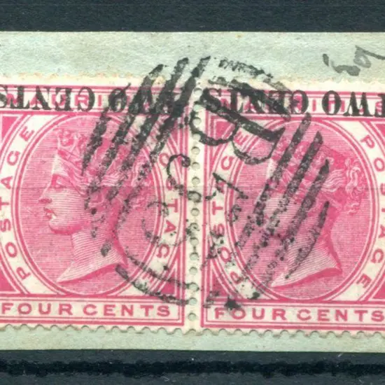Mauritius 1891 "TWO CENTS" on 4¢ surcharge ...