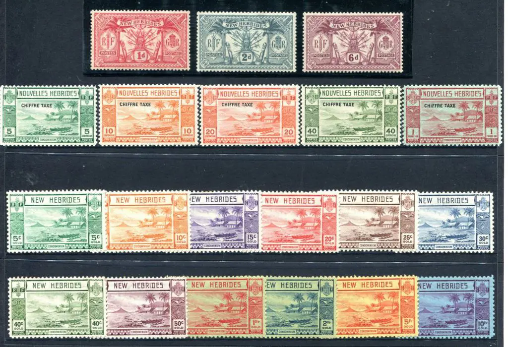 New Hebrides 1921 Weapons x 3, script wmk (SG ... Image 1++