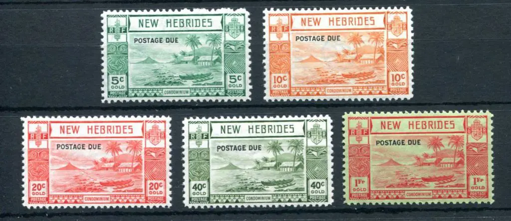 New Hebrides 1938 Postage Due set of 5 to 1fr. ... Image 1++