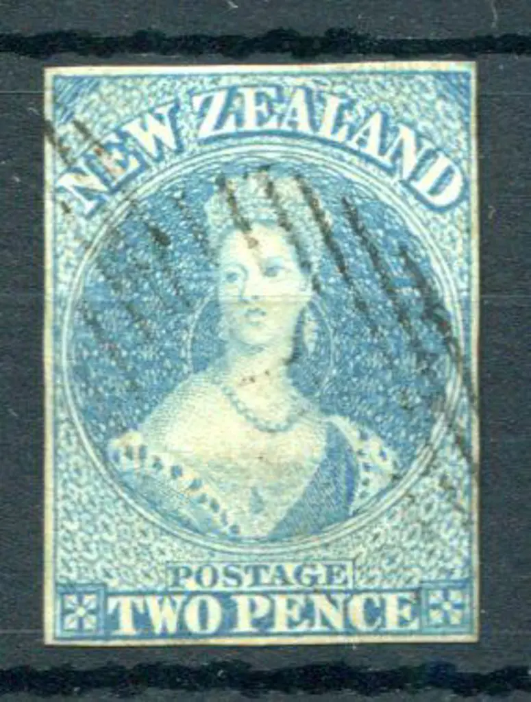 New Zealand 1857/63 2d pale blue, no wmk. 4 close ... Image 1++
