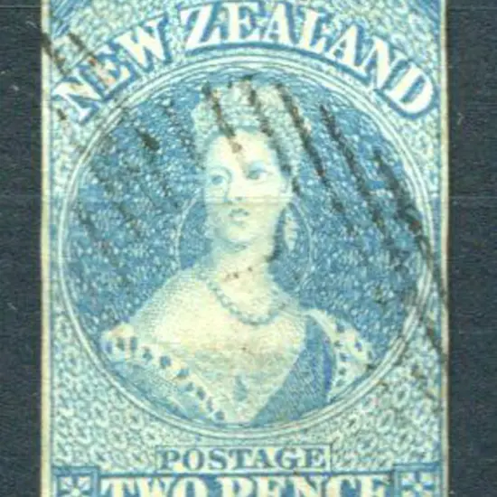 New Zealand 1857/63 2d pale blue, no wmk. 4 close ...