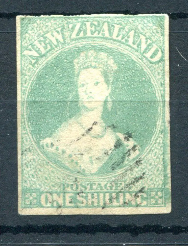 New Zealand 1857/63 1/- blue-green. 3 good ... Image 1++