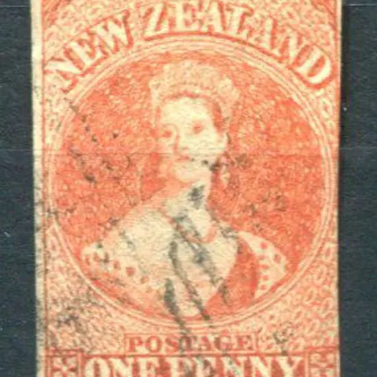 New Zealand 1862/64 1d orange-vermilion, wmk large ...
