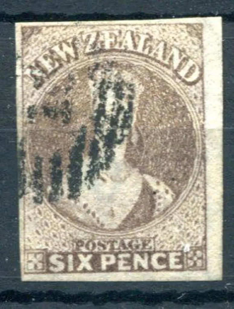 New Zealand 1862/64 6d black-brown, wmk large ... Image 1++