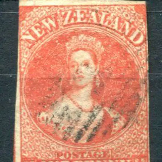 New Zealand 1864 1d carmine vermilion, wmk NZ with ...