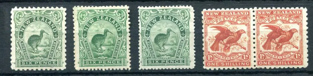 New Zealand 1898 6d green kiwi perf. 12-16 (SG ... Image 1++