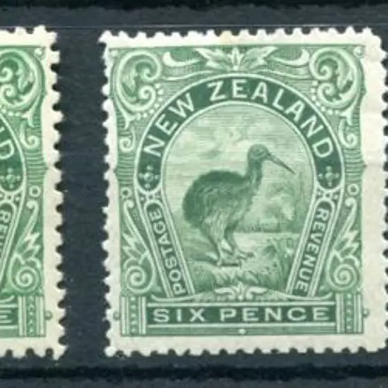 New Zealand 1898 6d green kiwi perf. 12-16 (SG ...