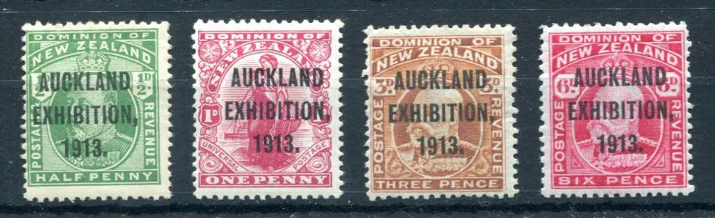 New Zealand 1913 Auckland Exhib set of 4. MLH with ... Image 1++