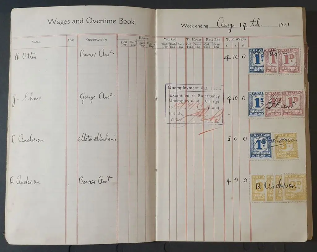 New Zealand 1930-1932 "Wages & Overtime Book" with ... Image 1++