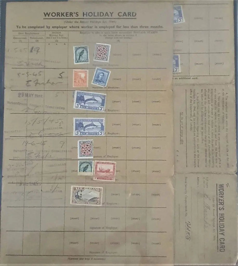 New Zealand 1944/45 "Worker's Holiday Card" x 2 ... Image 1++