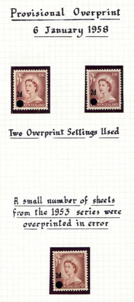 New Zealand 1958 "2d" on 1½d provisional ovpt in ... Image 1++