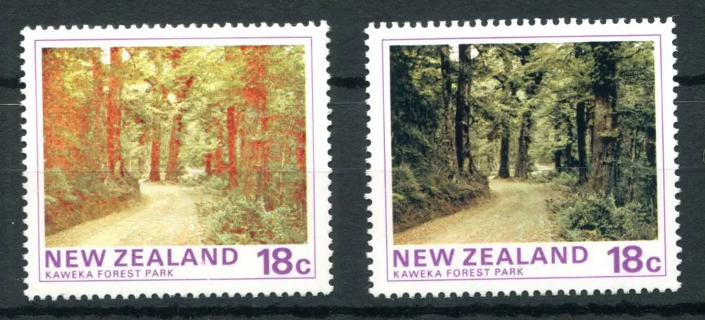 New Zealand 1975 18¢ Kaweka Forest Park with dark ... Image 1++