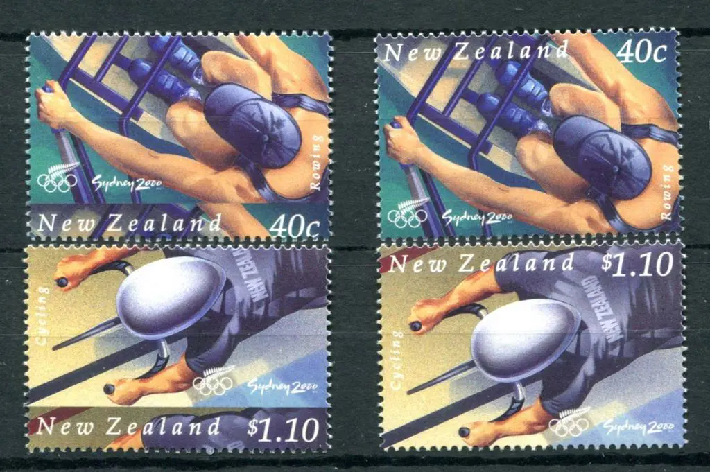 New Zealand 2000 40¢ Rowing & $1.10 Cycling ... Image 1++