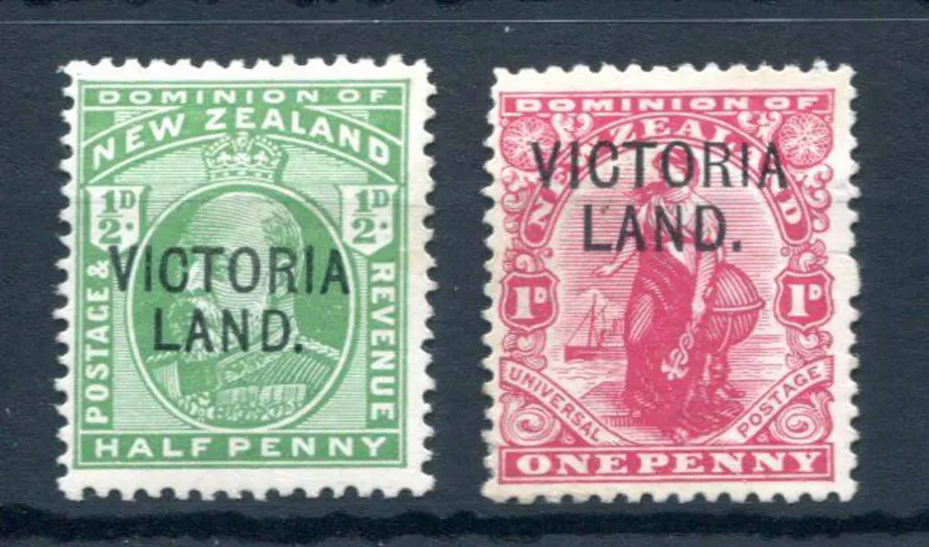 New Zealand-Victoria Land 1911/13 ½d & 1d with ... Image 1++