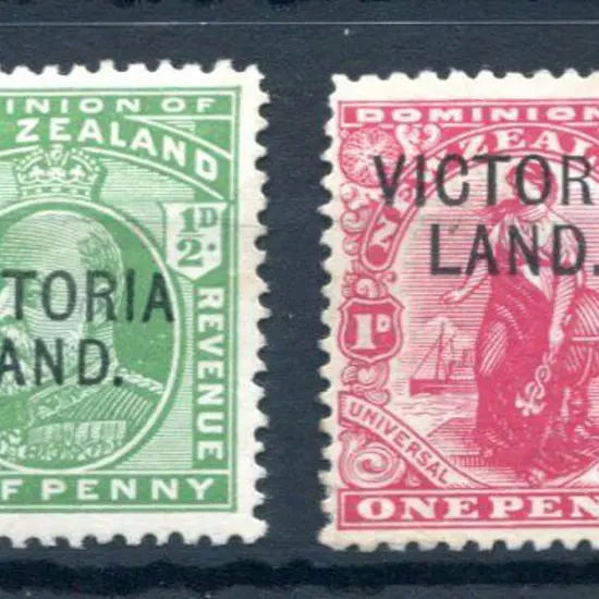 New Zealand-Victoria Land 1911/13 ½d & 1d with ...