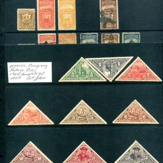 Nyasa 1924 Pictorial triangulars set of 9 MLH (SG ...