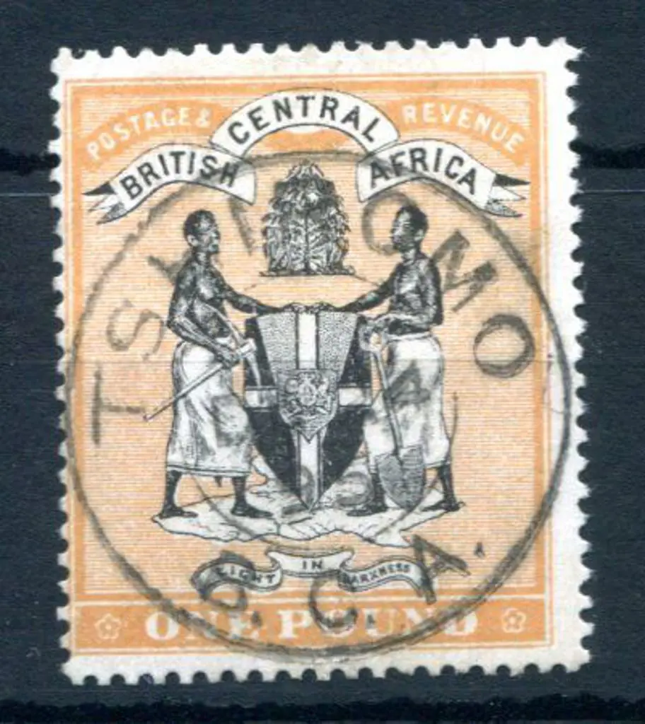 Nyasaland 1895 £1 black & yellow orange fine used ... Image 1++