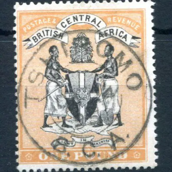 Nyasaland 1895 £1 black & yellow orange fine used ...