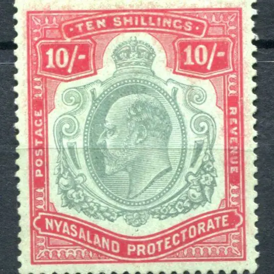 Nyasaland 1908/11 10/- green & red on green KEVII. ...
