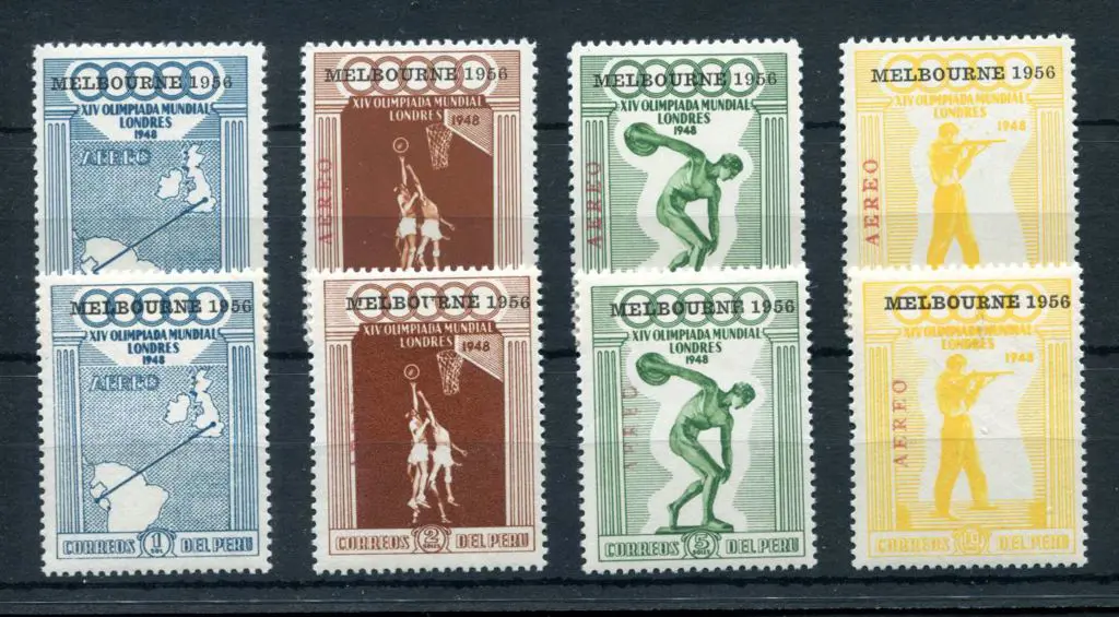 Peru 1948 Olympic Games perf. 12½ plus set from ... Image 1++