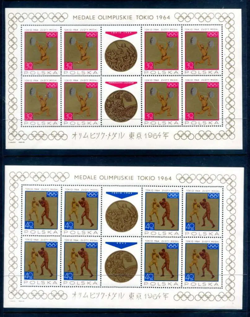 Poland 1965 Olympic Games set of 8 Polish Medal ... Image 1++