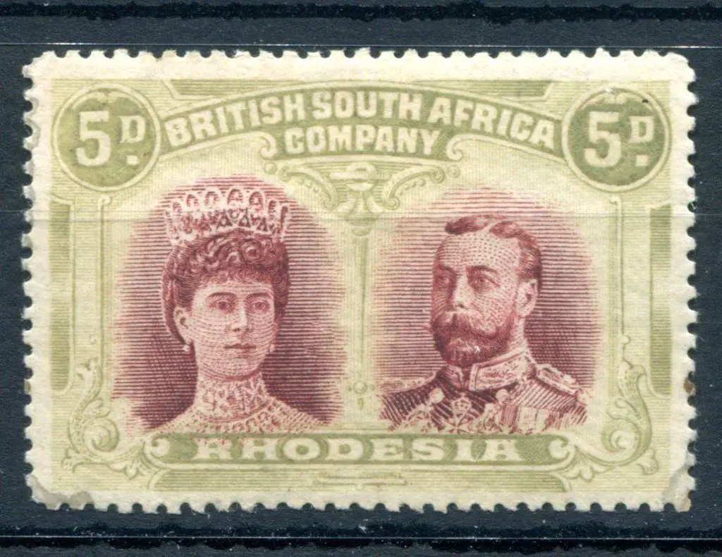 Rhodesia 1910/13 5d lake brown & olive, perf. 15. ... Image 1++