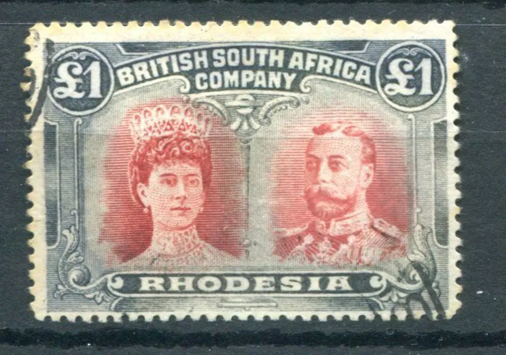 Rhodesia 1910/13 £1 red & black, perf 15. Fine ... Image 1++