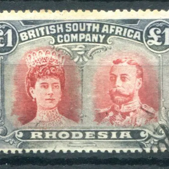 Rhodesia 1910/13 £1 red & black, perf 15. Fine ...