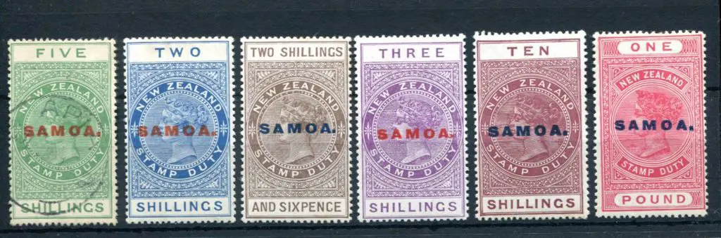 Samoa 1917/24 "SAMOA" ovptd Postal Fiscals perf. ... Image 1++
