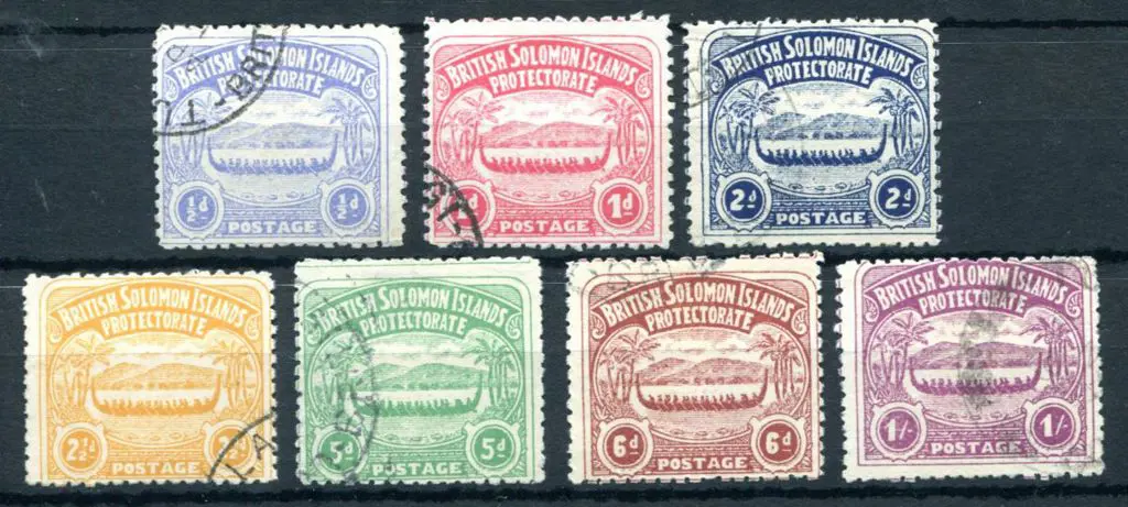 Solomon Islands 1907 "Large canoes". Fine used set ... Image 1++