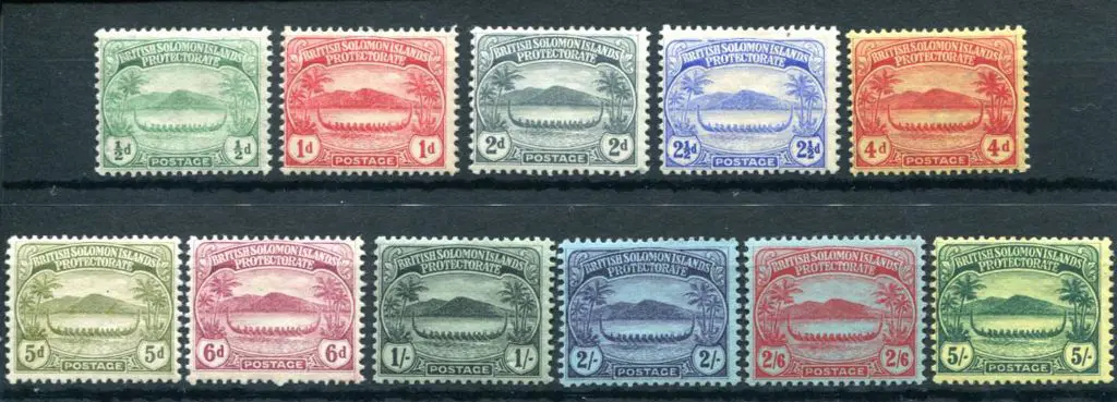 Solomon Islands 1908 "Small canoes" set to 5/-. ... Image 1++