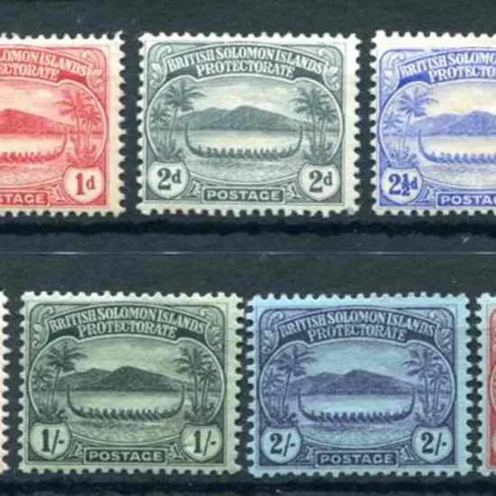 Solomon Islands 1908 "Small canoes" set to 5/-. ...