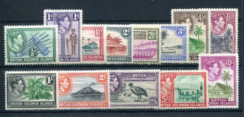 Solomon Islands 1939/51 ½d to 10/- KGVI ... Image 1++