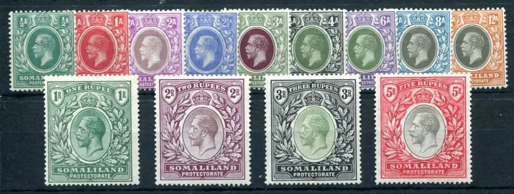 Somaliland Protectorate 1921 ½d to 5r KGV, script ... Image 1++