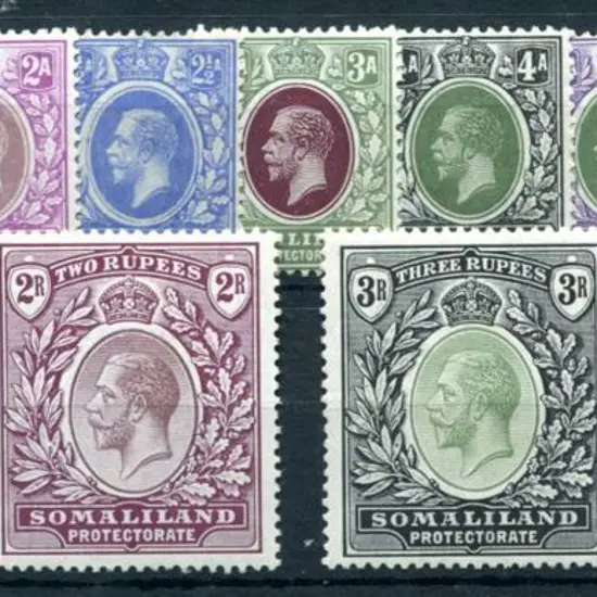 Somaliland Protectorate 1921 ½d to 5r KGV, script ...