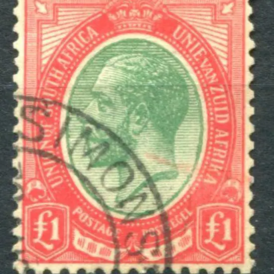 South Africa 1913/24 £1 green & red. Small scuff ...