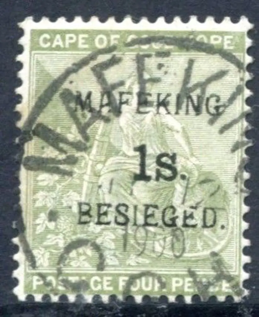 South Africa - Mafeking Siege 1900 1/- on 4d ... Image 1++