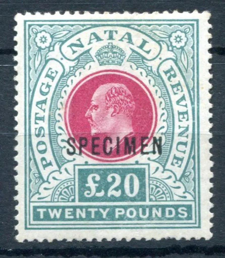 South Africa - Natal 1902 £20 red & green ovptd ... Image 1++