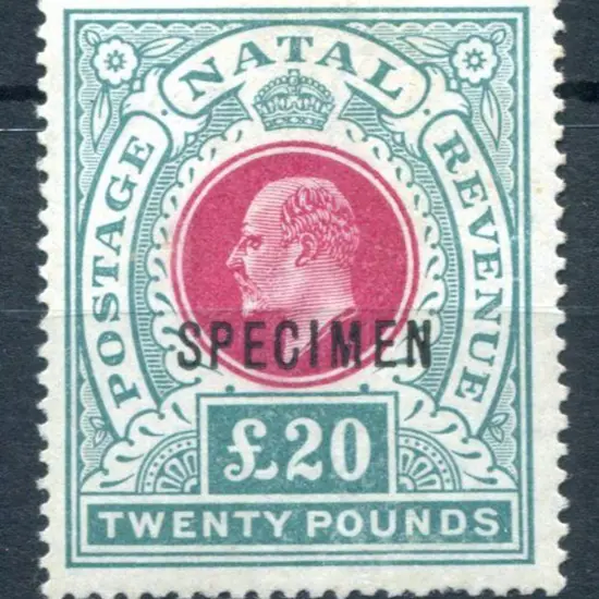 South Africa - Natal 1902 £20 red & green ovptd ...