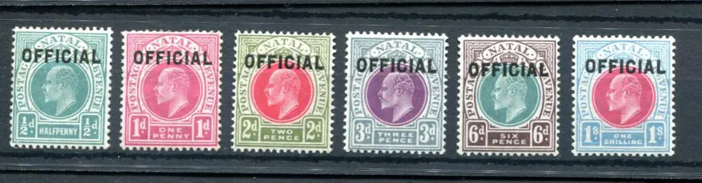 South Africa - Natal 1904 ½d to 1/- "OFFICIAL" ... Image 1++