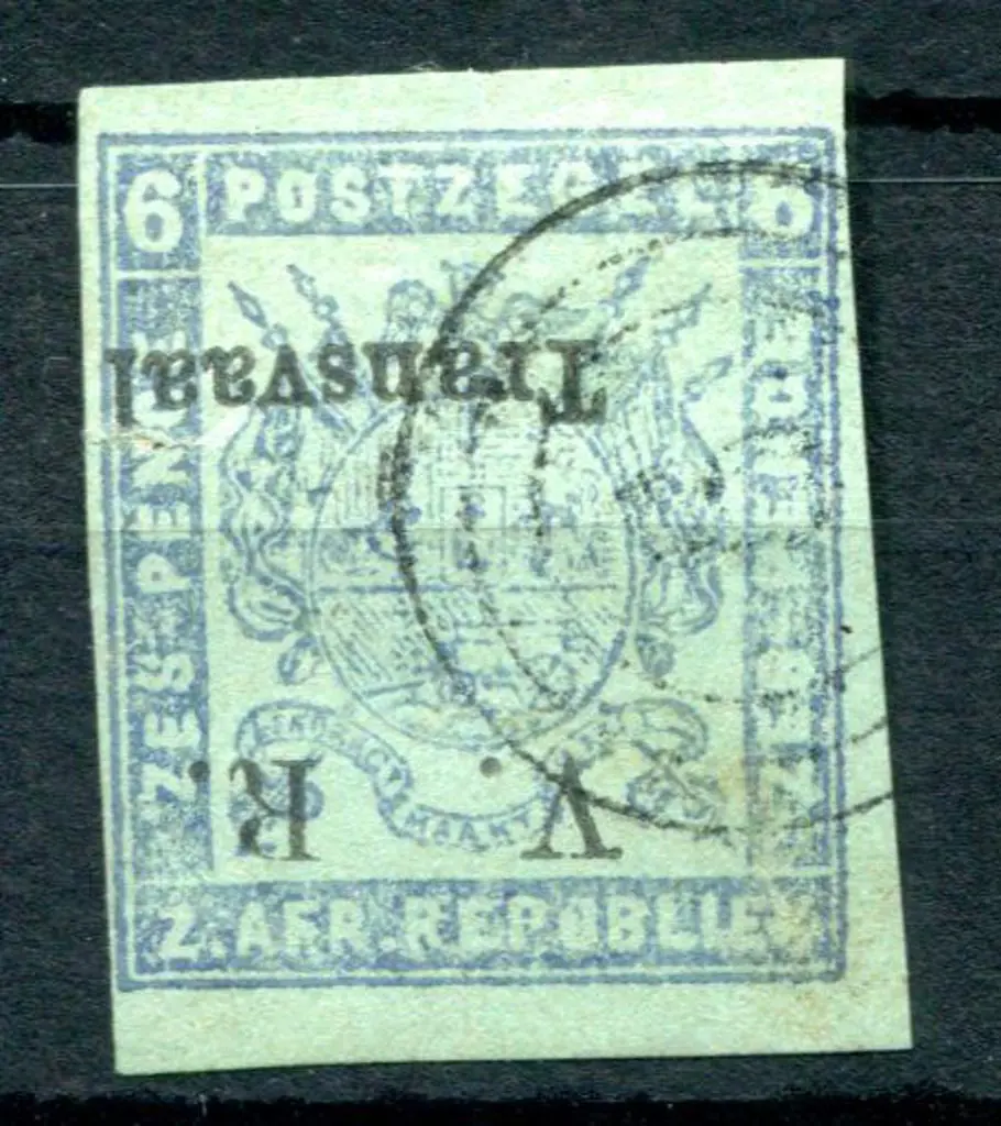South Africa - Transvaal 1877/79 6d blue on green ... Image 1++