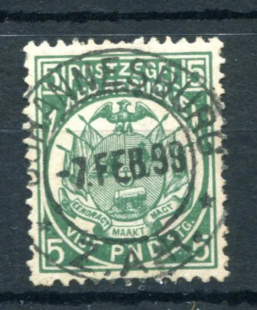 South Africa - Transvaal 1885/92 £5 deep green ... Image 1++