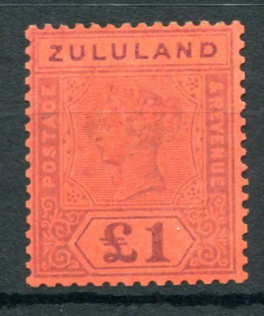 South Africa - Zululand 1894/96 £1 purple on red ... Image 1++