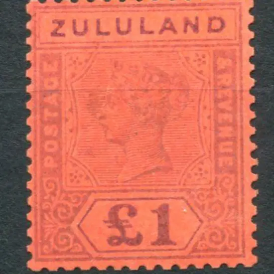 South Africa - Zululand 1894/96 £1 purple on red ...