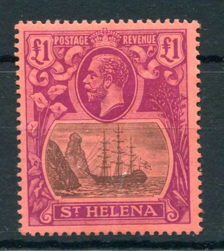 St Helena 1922/27 £1 grey & purple on red. MLH ... Image 1++