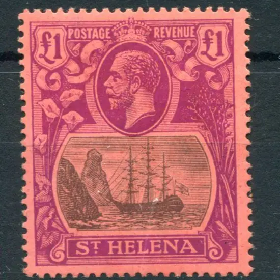 St Helena 1922/27 £1 grey & purple on red. MLH ...