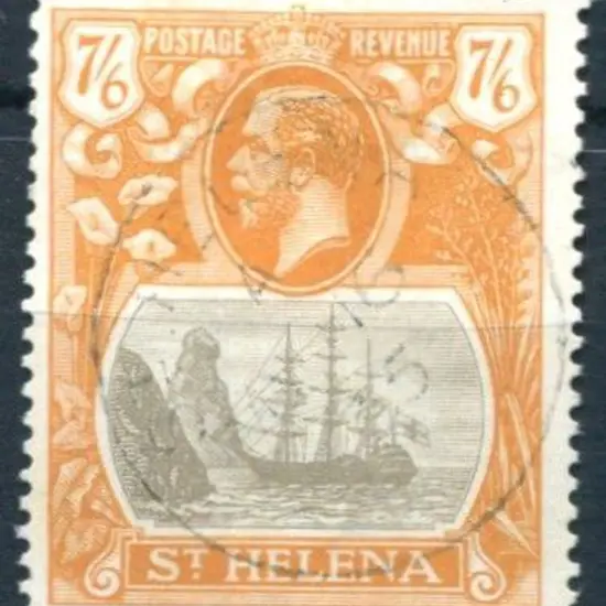 St Helena 1922/27 7/6d grey-brown & yellow orange ...