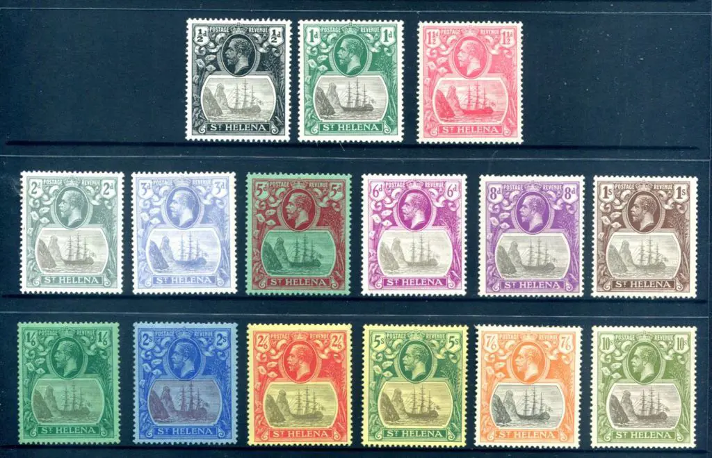 St Helena 1922/27 KGV Badges with script wmk set ... Image 1++