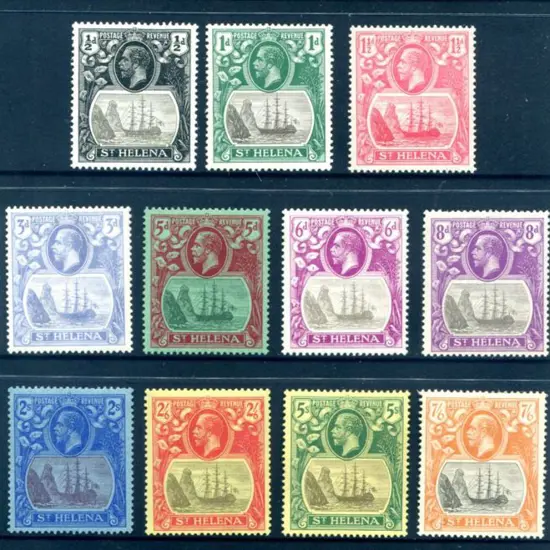 St Helena 1922/27 KGV Badges with script wmk set ...