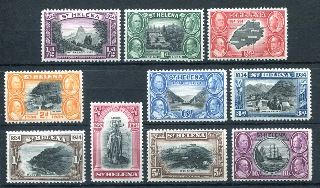 St Helena 1934 ½d to 10/- Centenary. Fresh MLH. SG ... Image 1++
